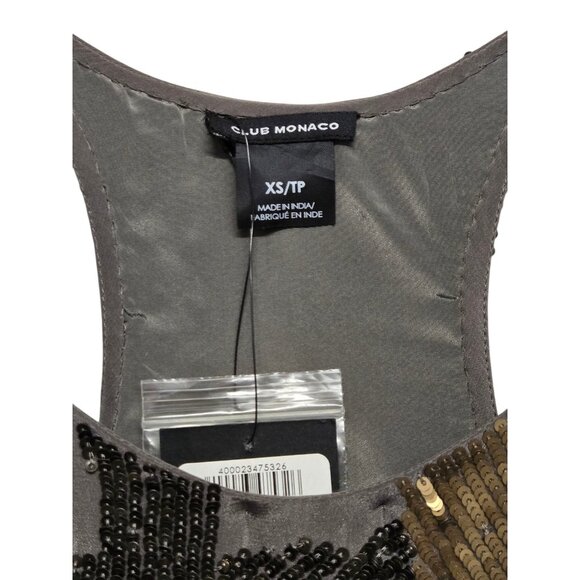 Club Monaco Ellie Tank Top Womens Size XS Bronze Gold Silk Sequin Party Club - Picture 5 of 8